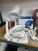 +VAT Large qty of various style magnifying desk lamps