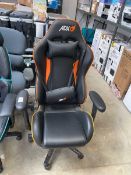 +VAT ADX black and orange leatherette twin arm office armchair on five star base