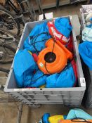 +VAT Grey pallet box containing a children's outdoor inflatable water adventure park with blower
