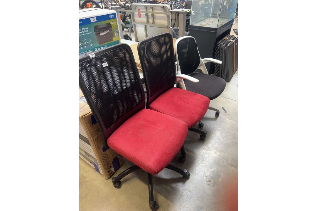 Three various style office chairs