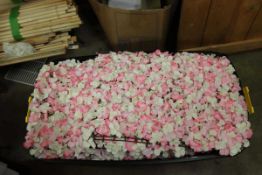 +VAT Large heavy duty storage trunk containing white and pink artificial flower wall panels