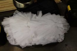 +VAT Heavy duty trunk containing approx. 10 mostly Bloch white tutu's in mixed sizes