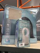 +VAT Daewoo compact fan together with a floor fan in box
