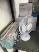 +VAT 4 various fans to include a tower fan, a clip on fan etc.