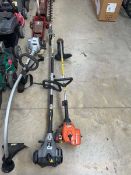 Titan petrol long reach hedge trimmer together with a Flymo petrol bent arm strimmer