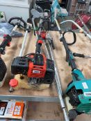 Petrol multi tool with hedge trimmer and chainsaw attachments