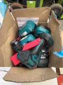 +VAT Box containing Makita tools and chargers, quarter drive, impact wrenches etc.