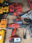 +VAT 2x Hilti SFH22-A drills with batteries and a charger