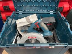 +VAT Battery cordless Bosch GKS 18 V-LI circular saw, with charger and case, NO battery