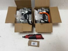 +VAT 2 Toolvane electric drills along with Milwaukee M12 compact rotary tool (body only)