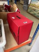 Box containing vinyl records