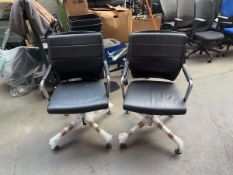 +VAT 2 Sedus static office chairs in black leather effect