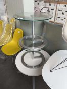 +VAT 2 Boss Design 'Rota' glass top tables plus a non-matching white top circular table