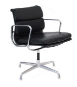 +VAT Charles & Ray Eames for Herman Miller, an EA208 'Soft Pad' desk chair upholstered in black