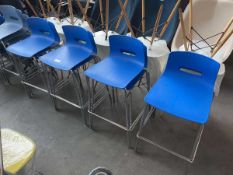 +VAT 8 blue Allermuir plastic and chrome frame stools with 3 duck egg blue matching stools