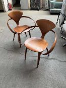+VAT After Norman Cherner, pair of bentwood 'Cherner' style chairs