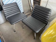 +VAT 2 Leather low-level lounge chairs with ribbed effect on chrome legs