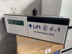 +VAT London Underground Northern Line lift and emergency exit sign