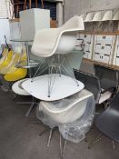 +VAT Charles & Ray Eames for Vitra, two DAR Eiffel chairs with upholstered finish on chrome legs