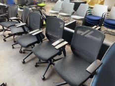 +VAT 3x black mesh and charcoal seat office chairs with arms