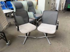 +VAT 2 Bene chrome frame static swivel office chairs with mesh back and grey seat pad