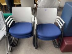 +VAT 6x Connection cantilever stacking chairs on black metal frames, white plastic back and blue