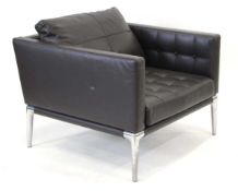+VAT Philippe Starck for Cassina, 'Prive' Range armchair upholstered in brown leather on chrome