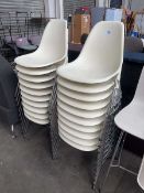 +VAT Charles & Ray Eames for Vitra, twenty DSS plastic stacking chairs on chrome legs in white