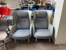 +VAT Jaime Hayon for Fritz Hansen, a pair of Danish 'Ro' wingback lounge chairs in blue