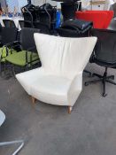+VAT Conran Content white leather wingback armchair on wooden legs