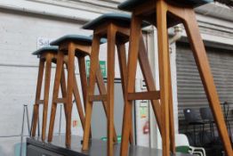 +VAT Set of six Zeitraum 'Morph' stool with oak frames and blue upholstery