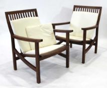 +VAT Pair of walnut executive armchairs designed and manufactured by Martin Grierson in 2016,