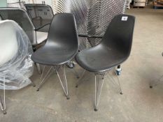 +VAT Charles & Ray Eames for Vitra, two DSR Eiffel chairs with chrome legs, in black