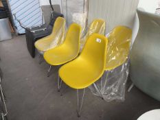 +VAT Charles & Ray Eames for Vitra, six DSR Eiffel chairs on chrome legs in yellow