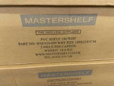 +VAT Box of 3 Mastershelf PVC white floating shelves (180x25x5cm)