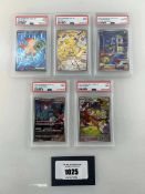 +VAT (5) Graded Japanese Pokémon Cards by PSA (4x9's, 1x10) to include SV7 #108 Joltik, SV5M #076
