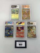 +VAT (5) Graded Pokémon Cards by ACE Grading (9 and 10's) to include SV7a JPN #092 Alolan