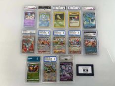 +VAT (13) Various Graded Pokémon Cards by GetGraded, MGC, CGC, AGS, AEY, JBH, Aura and Total Grading