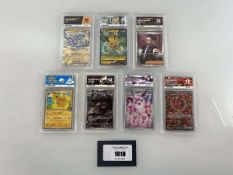 +VAT (7) Graded Pokémon Cards by ACE Grading (various grades) to include Mega Evolution Promo #024