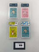 +VAT (4) 2019 Pokémon Old Maid Pokémon Center Exclusives - Meowth (2), Raichu and Chansey from ACE