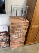 Stack of 16 sets of glass and chrome nesting tables
