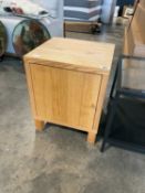 Pine effect bedside unit with internal glass shelf