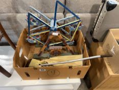 2 vintage children's toys including a scale model Hoover vacuum cleaner and a scratch built wooden