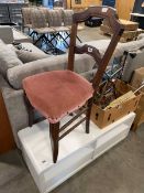Mahogany framed purple upholstered dining chair