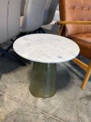 +VAT Single pedestal sofa table with circular marble finish top