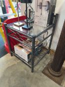 Metal framed 2 tier side table with glass surface