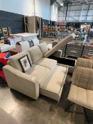 +VAT Cream fabric upholstered sofa bed with integral storage