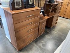 Wood finish bedroom suite comprising a 5 drawer chest and matching 6 drawer dressing unit