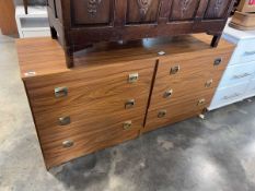 Pair of wood finish 3 drawer bedroom chests