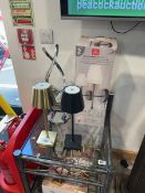 +VAT 1 gold finish and 1 black finish Melitta touch lamp together with a boxed pair of wall